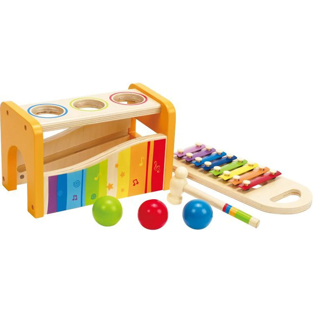 Hape Early Melodies Pound & Tap Bench Με Ξυλόφωνο Και Μπάλες