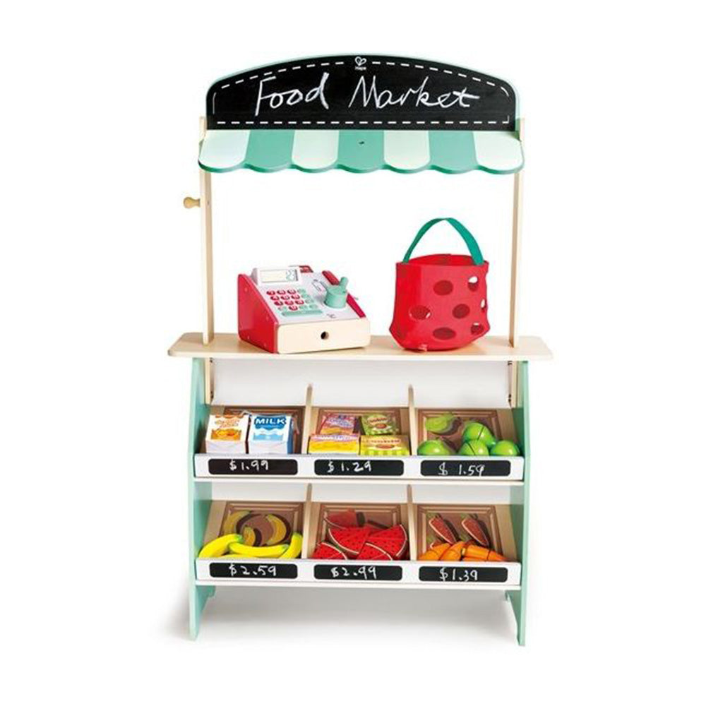 Hape Playfully Delicious Ξύλινος Πάγκος Farmer Market με Ταμειακή & Τρόφιμα
