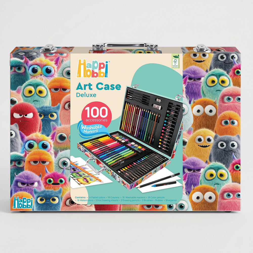 HappiHobbi Κασετίνα Ζωγραφικής Deluxe 100 Αξεσουάρ Τερατάκια Για 3+ Ετών – εικόνα προϊόντος 4