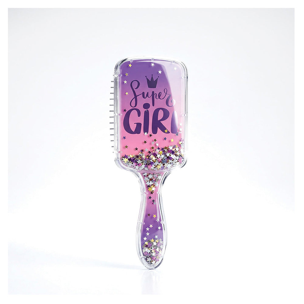 HappiHobbi Confetti Sparkle Love Παιδική Βούρτσα Μαλλιών με Κινούμενο Glitter σε 3 Σχέδια – 1 Τμχ