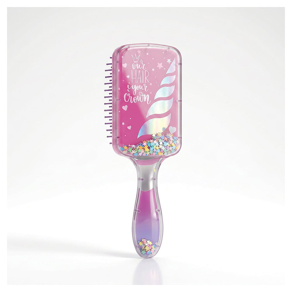 HappiHobbi Confetti Sparkle Love Παιδική Βούρτσα Μαλλιών με Κινούμενο Glitter σε 3 Σχέδια – 1 Τμχ