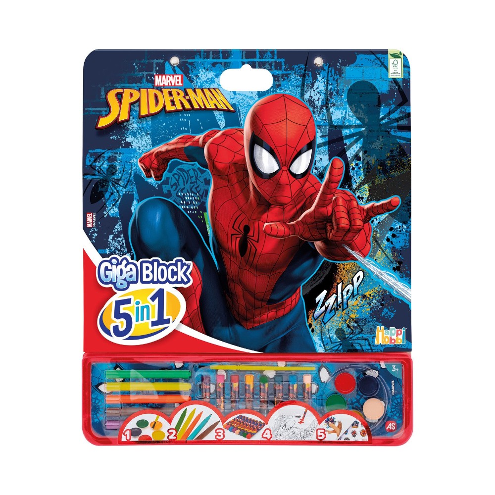 Happi Hobbi Giga Block Σετ Ζωγραφικής Marvel Spiderman 5 Σε 1 Για 3+ Χρονών