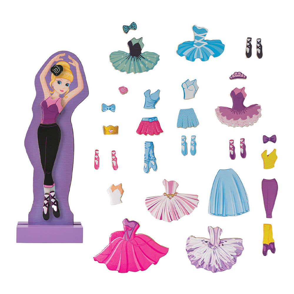 HappiHobbi Magnet Sweet Ballerina Dress-Up 35 Εκπαιδευτικοί Ξύλινοι Μαγνήτες Για 3+ Χρονών