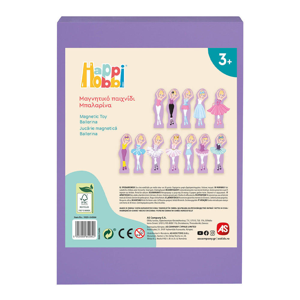 HappiHobbi Magnet Sweet Ballerina Dress-Up 35 Εκπαιδευτικοί Ξύλινοι Μαγνήτες Για 3+ Χρονών