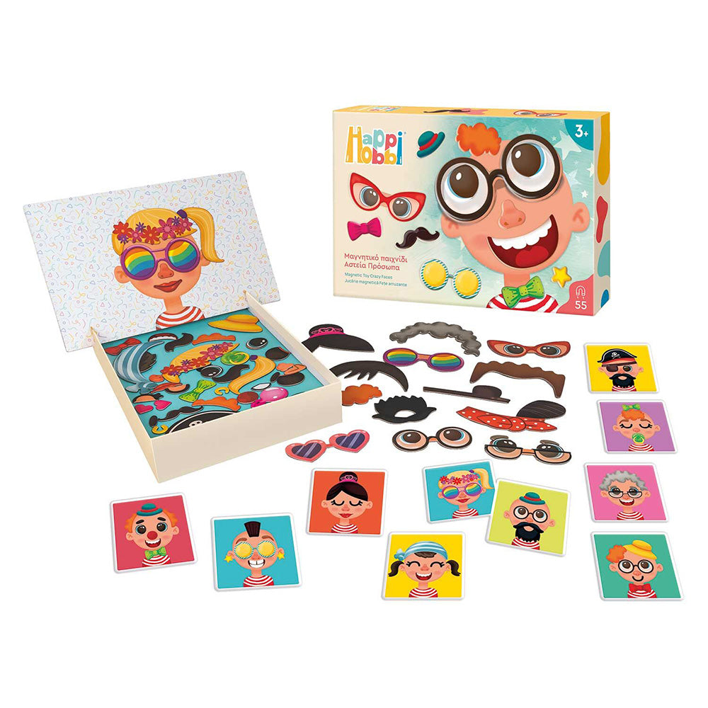 HappiHobbi Αστεία Πρόσωπα 55 Εκπαιδευτικοί Χάρτινοι Μαγνήτες Για 3+ Χρονών