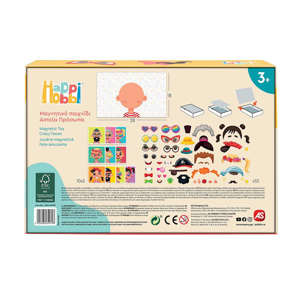 HappiHobbi Αστεία Πρόσωπα 55 Εκπαιδευτικοί Χάρτινοι Μαγνήτες Για 3+ Χρονών