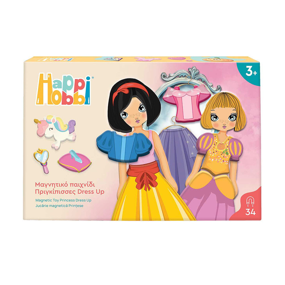 HappiHobbi Πριγκίπισσες Dress Up 34 Εκπαιδευτικοί Χάρτινοι Μαγνήτες Για 3+ Χρονών