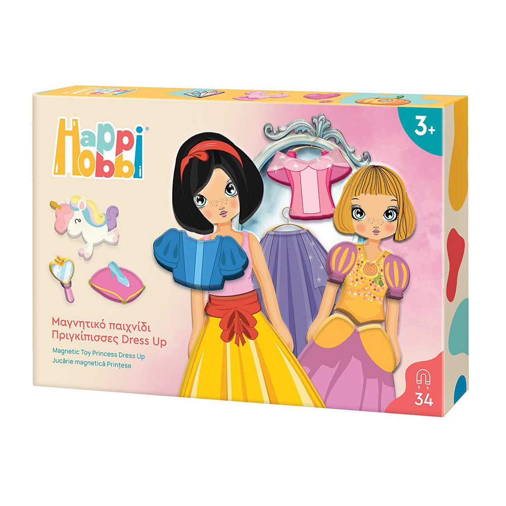 HappiHobbi Πριγκίπισσες Dress Up 34 Εκπαιδευτικοί Χάρτινοι Μαγνήτες Για 3+ Χρονών