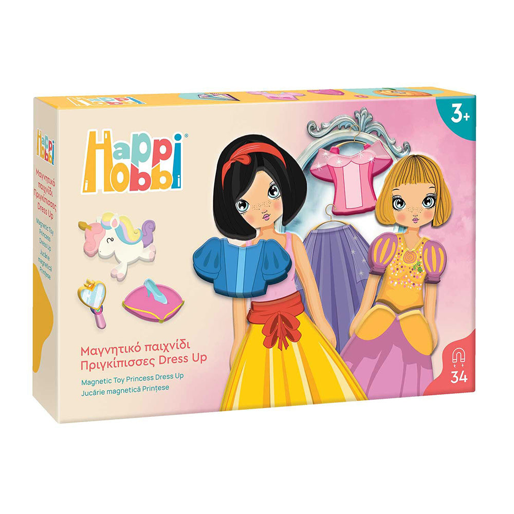 HappiHobbi Πριγκίπισσες Dress Up 34 Εκπαιδευτικοί Χάρτινοι Μαγνήτες Για 3+ Χρονών