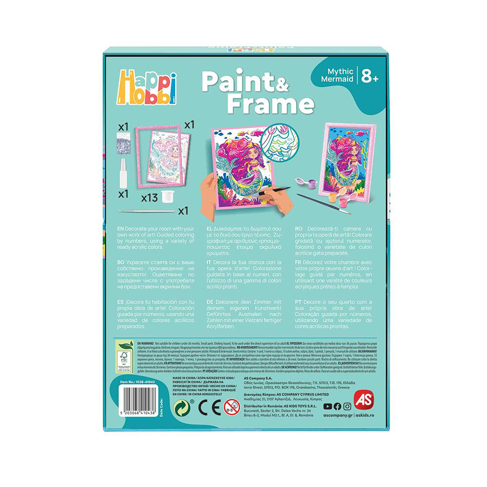 HappiHobbi Paint & Frame Paint by Numbers Mythical Mermaid Για Ηλικίες 8+ Χρονών
