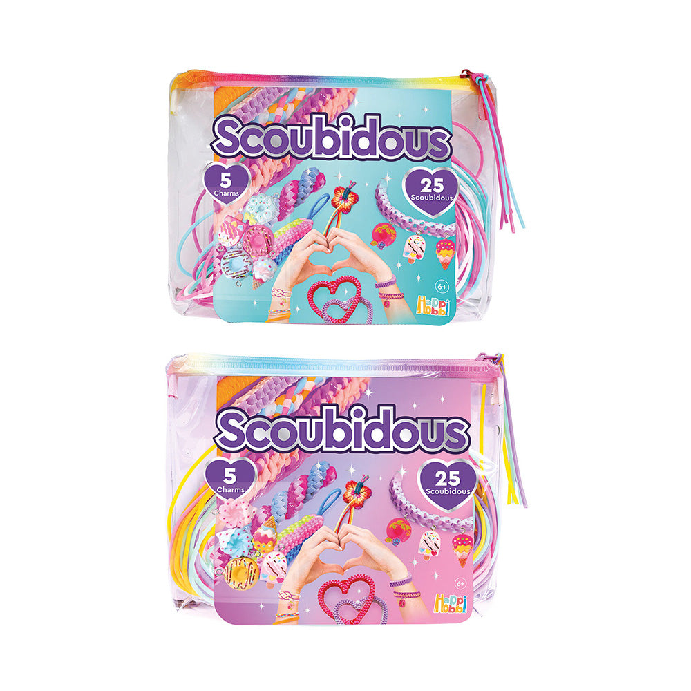 HappiHobbi Scoubidous Τσαντάκι Με 25 Scoubidous & Αξεσουάρ Για 6+ σε 2 Σχέδια - 1 Τμχ