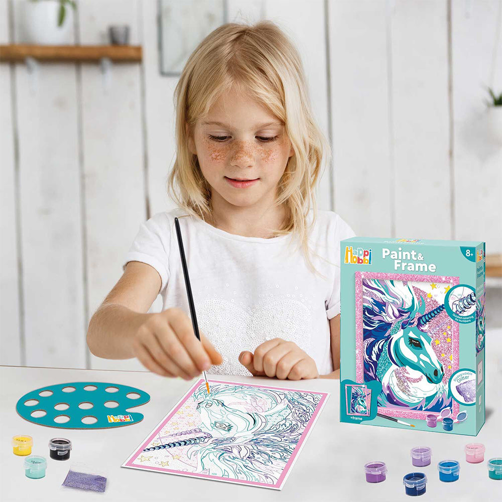 HappiHobbi Paint & Frame Paint by Numbers Fairytale Unicorn Για Ηλικίες 8+ Χρονών