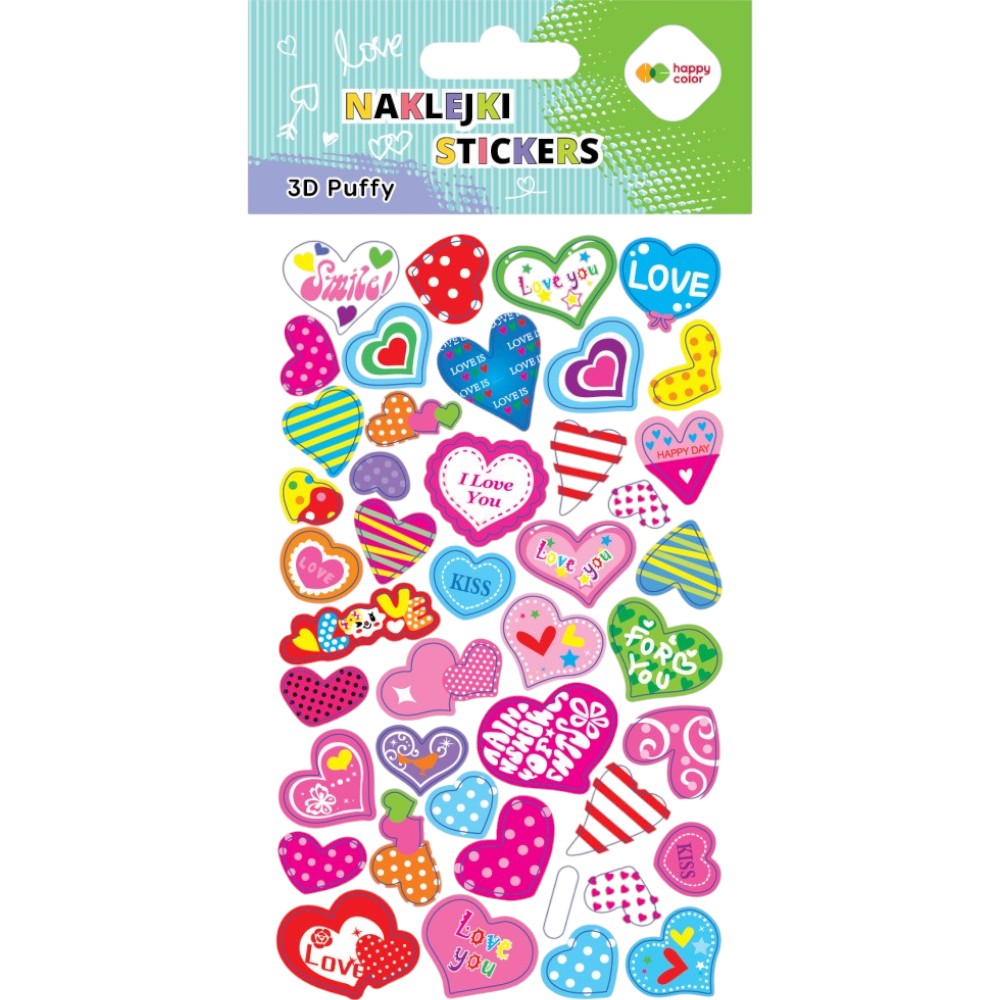 Happy ColorHappy Color Αυτοκόλλητα Puffy Καρδούλεςpapell.gr