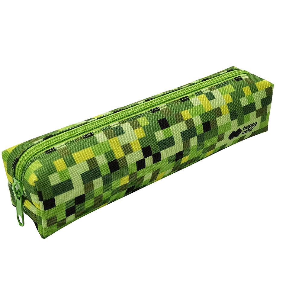 Happy Color Κασετίνα Βαρελάκι Squares Πράσινη