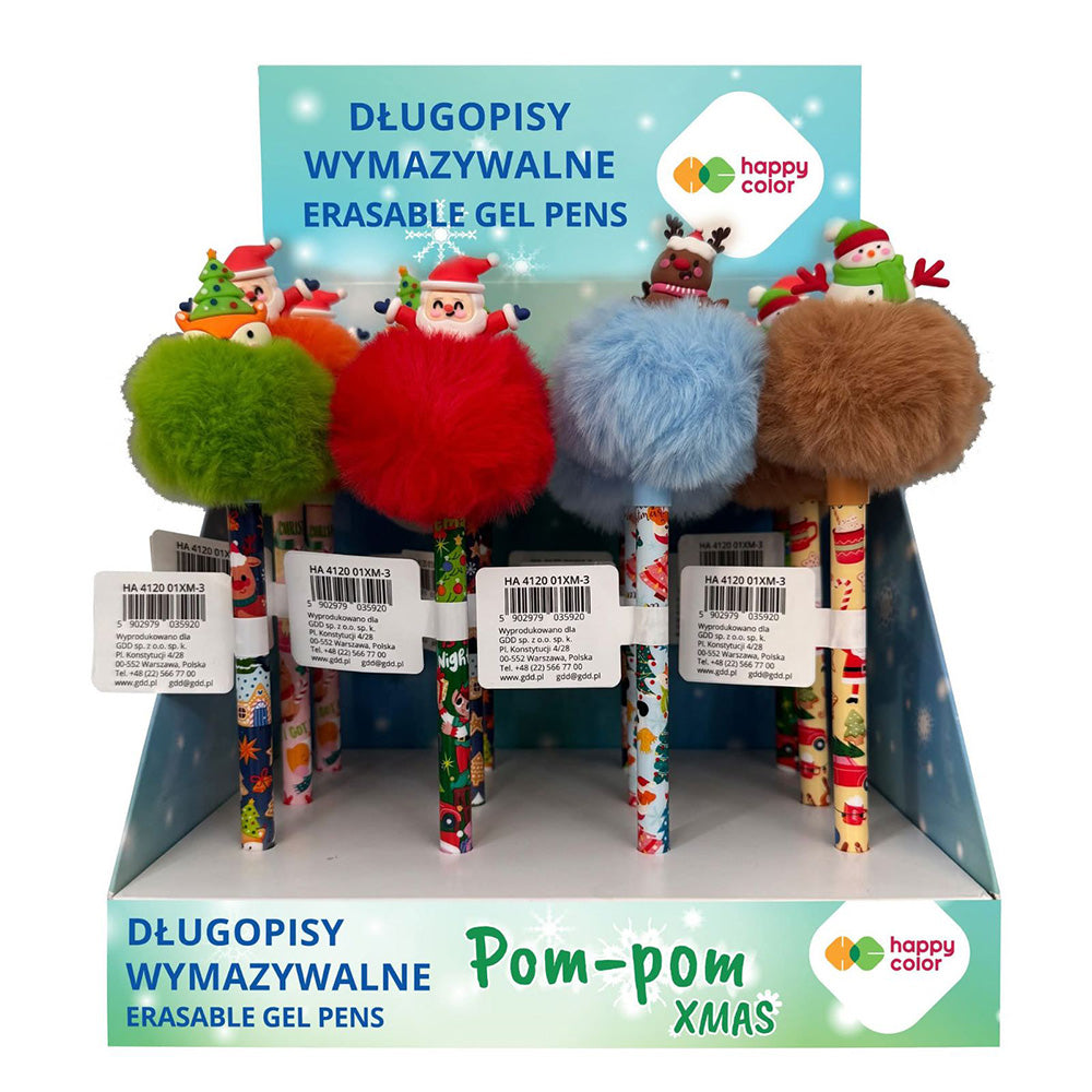 Happy Color Χριστουγεννιάτικο Pom Pom Στυλό Που Σβήνει 0.5mm Διάφορα Σχέδια - 1τμχ