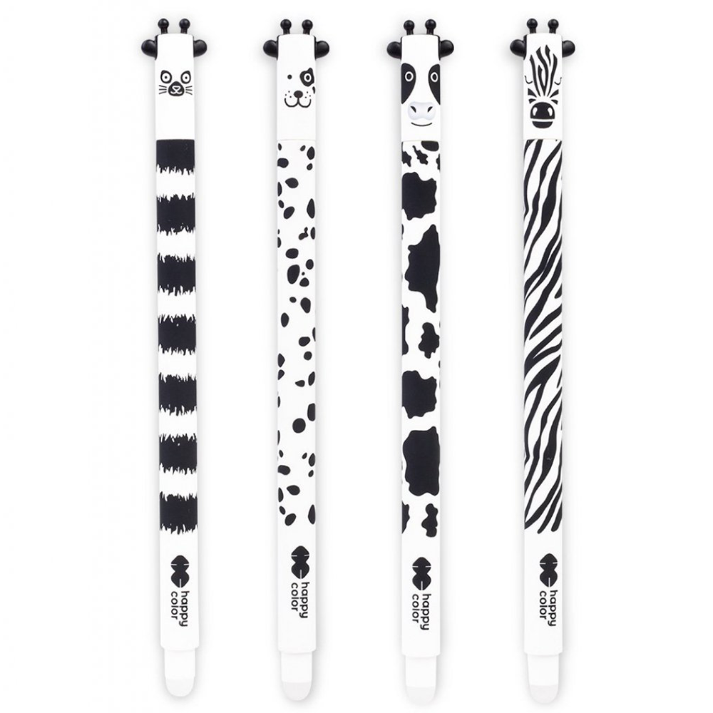 Happy ColorHappy Color Στυλό Που Σβήνει Black & White Animals Gel 0.5mm 4 Σχέδια - 1Τμχpapell.gr