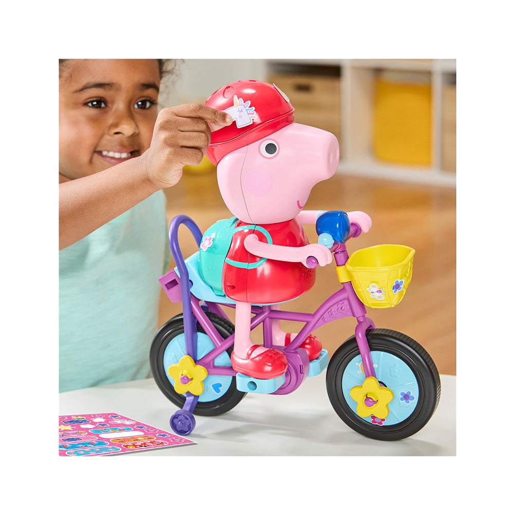 Hasbro Peppa Pig Ready, Pedal, Go! Κούκλα 20 εκ. με Ποδήλατο, Ήχους & Αντιδράσεις 