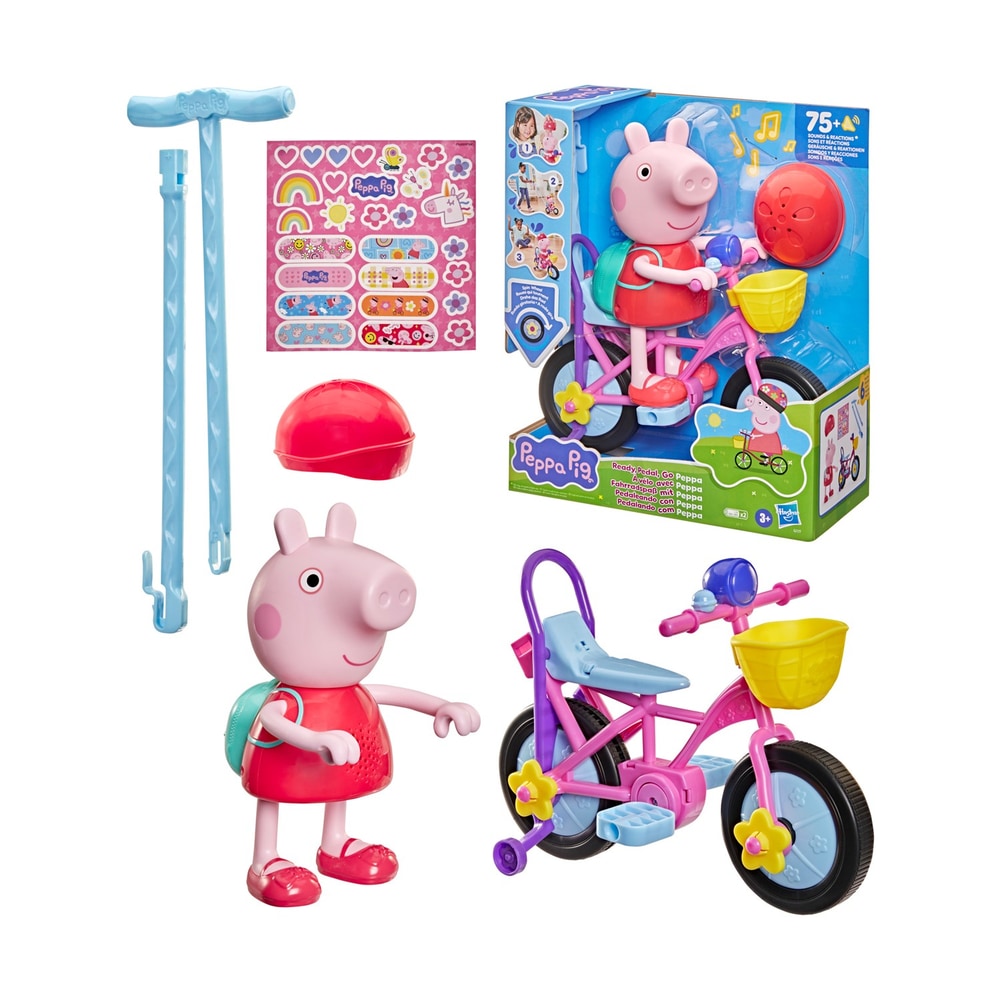 Hasbro Peppa Pig Ready, Pedal, Go! Κούκλα 20 εκ. με Ποδήλατο, Ήχους & Αντιδράσεις 