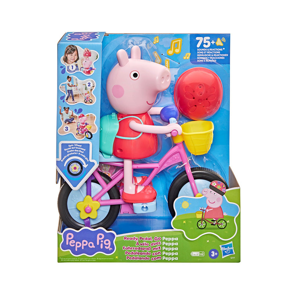 Hasbro Peppa Pig Ready, Pedal, Go! Κούκλα 20 εκ. με Ποδήλατο, Ήχους & Αντιδράσεις 
