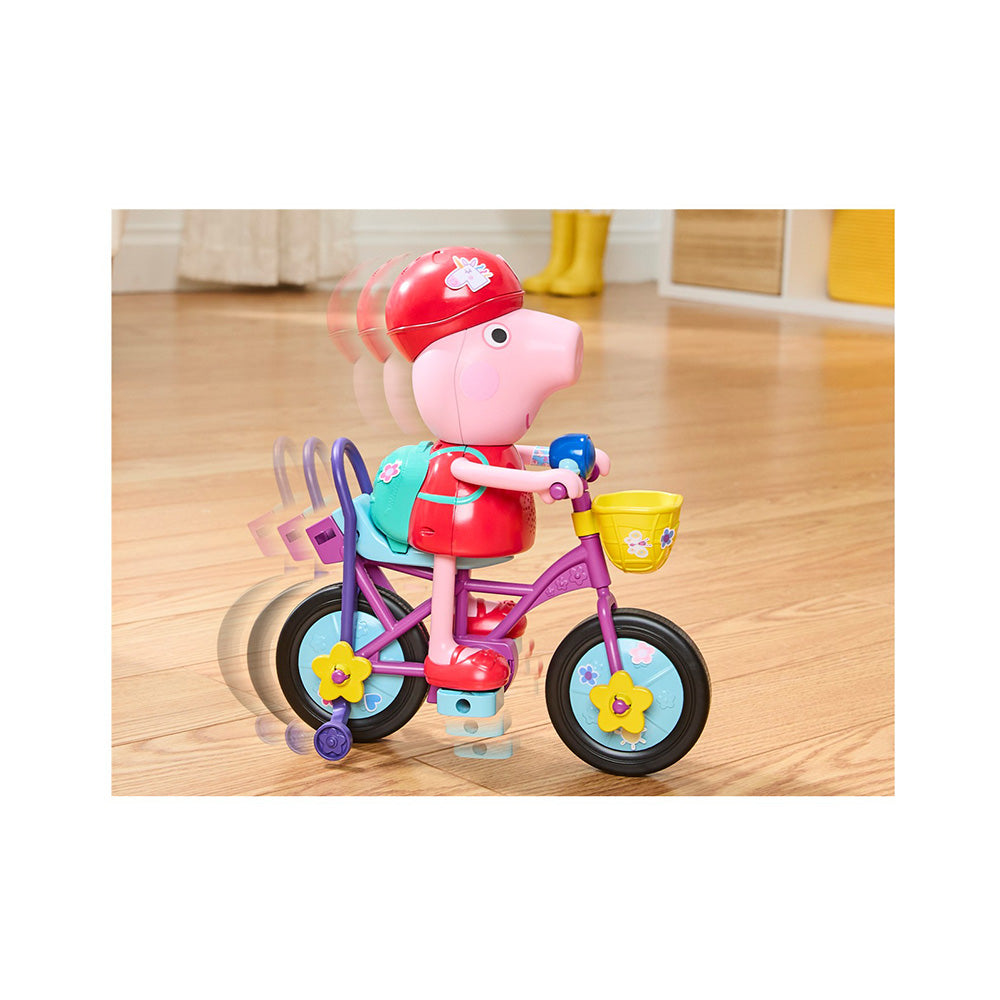 Hasbro Peppa Pig Ready, Pedal, Go! Κούκλα 20 εκ. με Ποδήλατο, Ήχους & Αντιδράσεις 