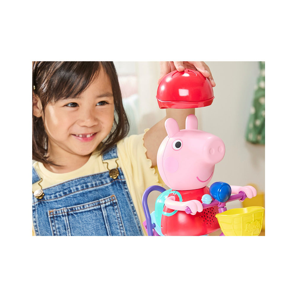 Hasbro Peppa Pig Ready, Pedal, Go! Κούκλα 20 εκ. με Ποδήλατο, Ήχους & Αντιδράσεις 
