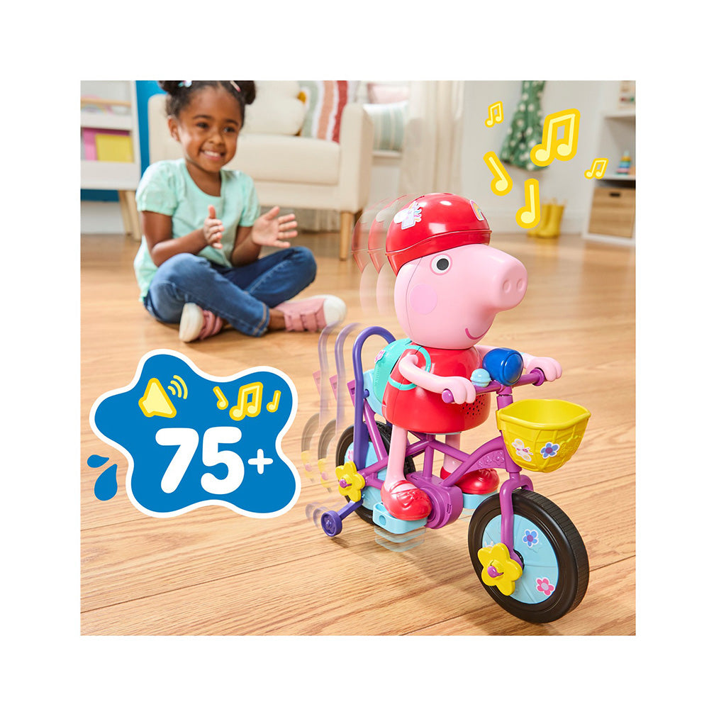 Hasbro Peppa Pig Ready, Pedal, Go! Κούκλα 20 εκ. με Ποδήλατο, Ήχους & Αντιδράσεις 