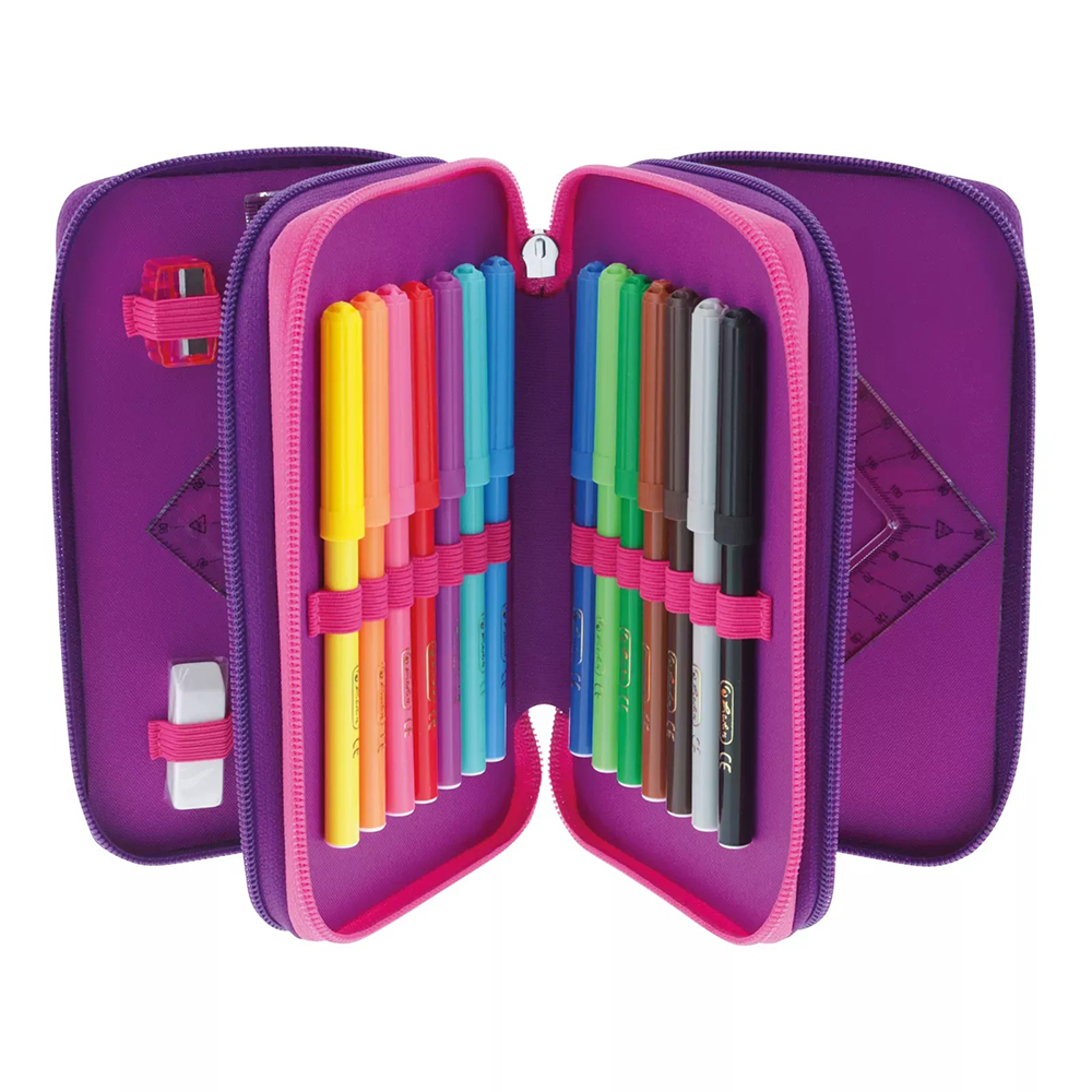 Helitz Κασετίνα Τριπλή Γεμάτη Dip Dye Pink/ Purple 3 - 1 Τμχ