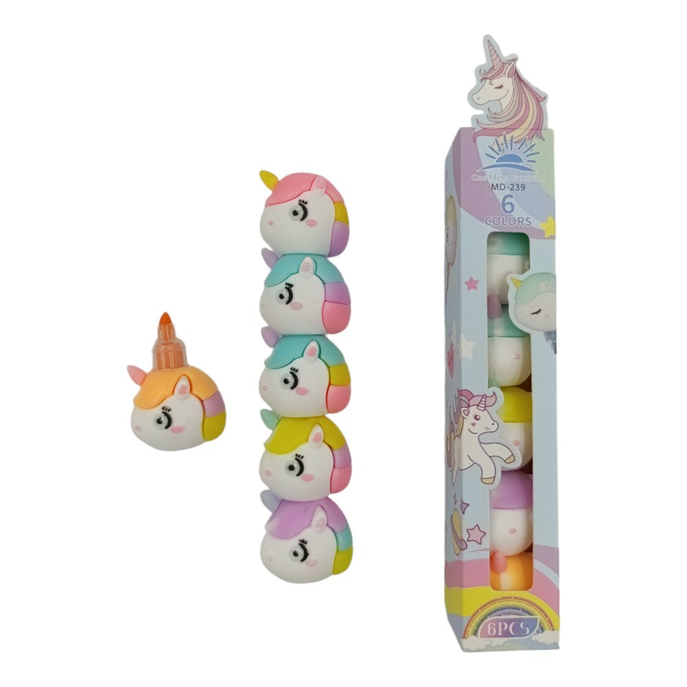 OEMΜαρκαδόροι Υπογράμμισης Μονόκερος Σετ 6 Χρώματαpapell.gr