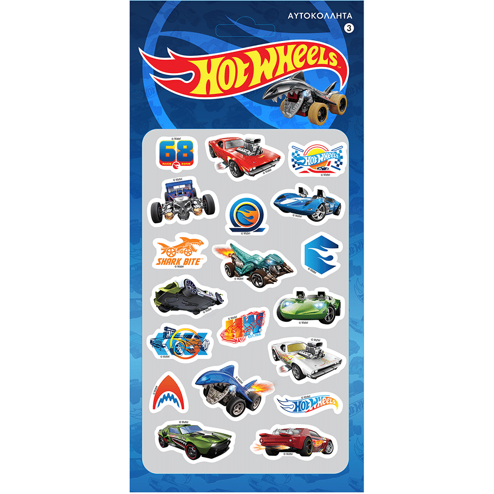 Χάρτινη ΠόληHot Wheels 3 Αυτοκόλλητα Puffypapell.gr