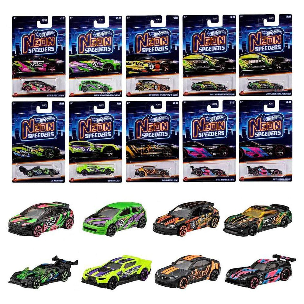 Ηot Wheels Αυτοκινητάκια Neon Speeders 10 Σχέδια - 1Τμχ