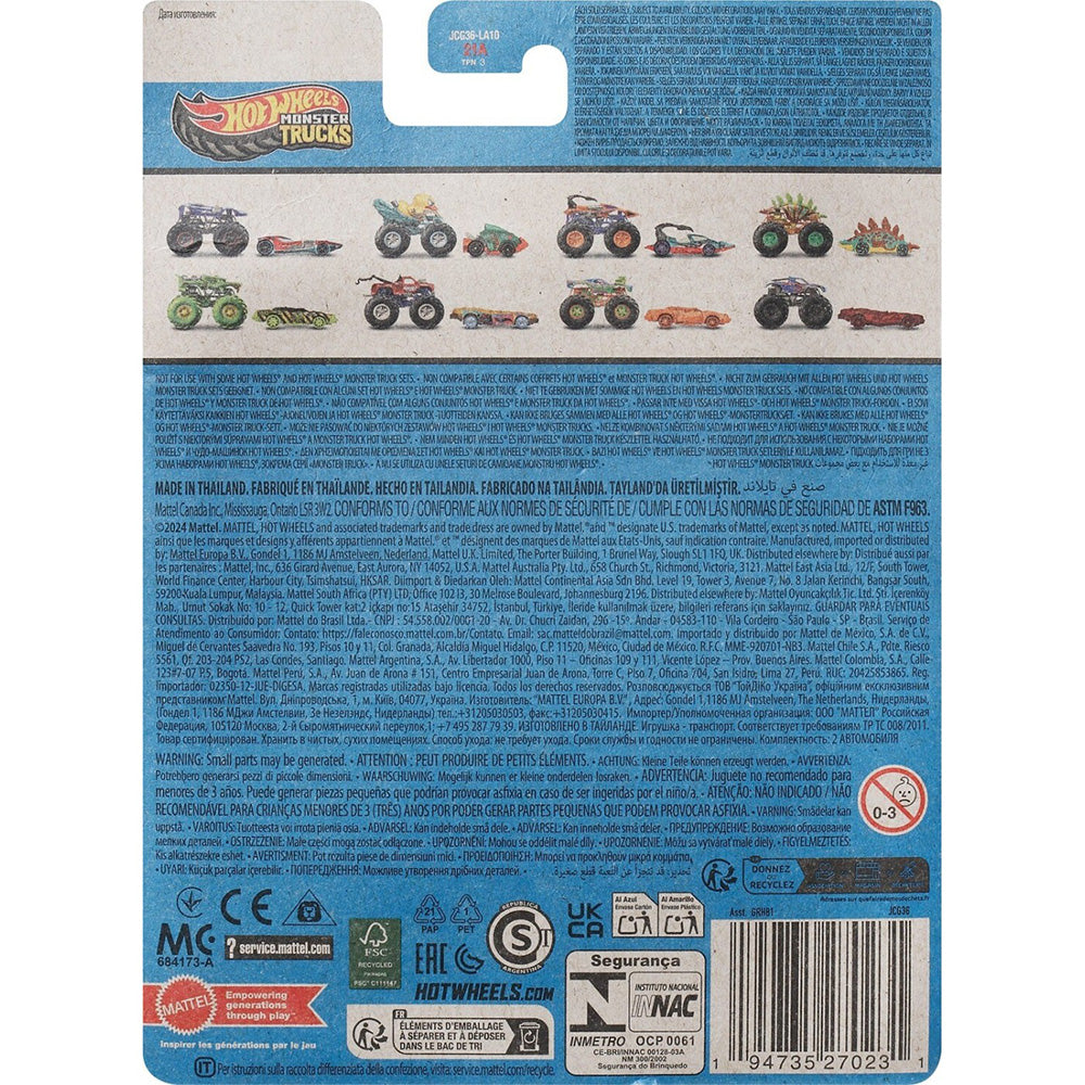 Hot Wheels Monster Truck & Car, 1:64 Scale Die-Cast Truck & Car (2 Vehicles) Duck And Roll 