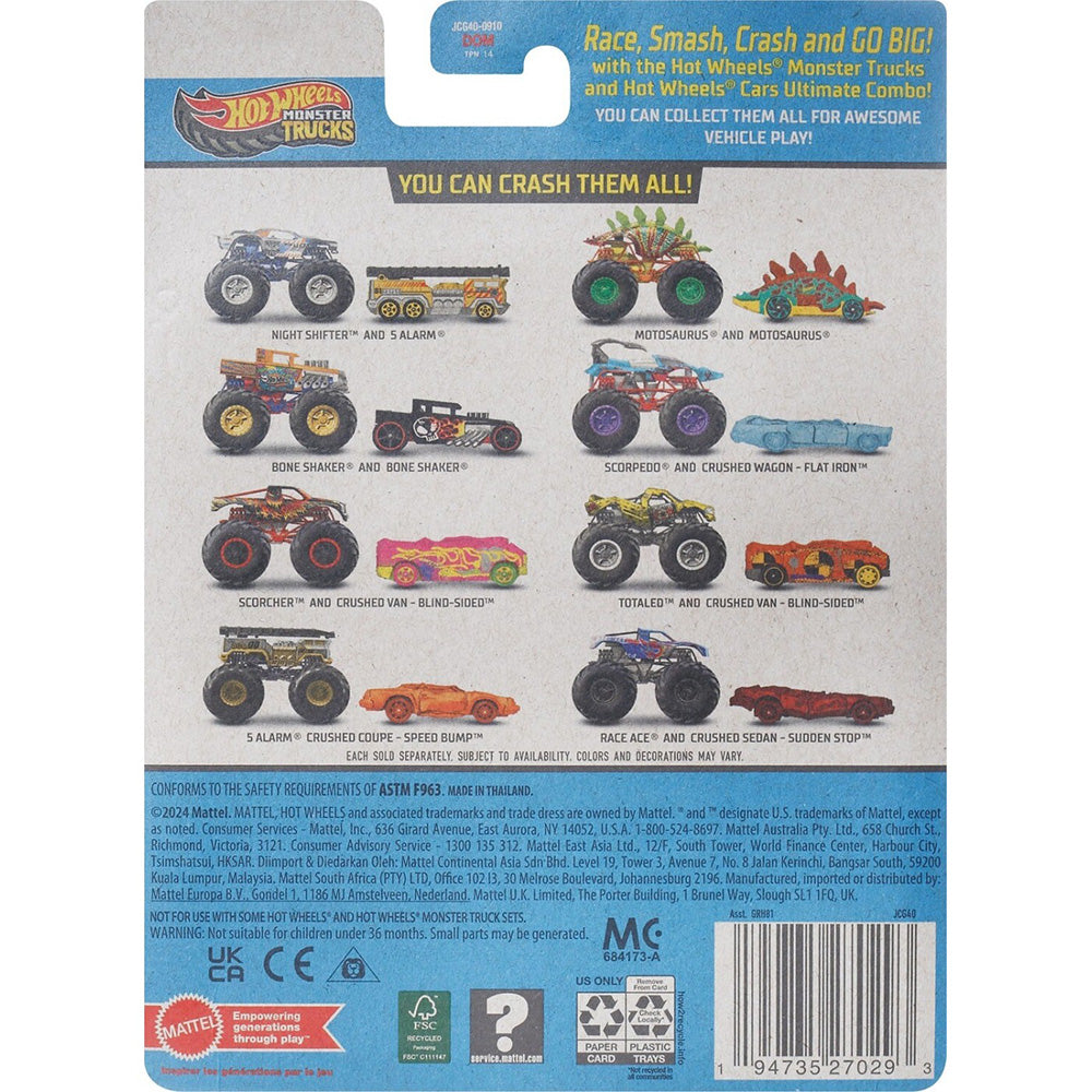 Hot Wheels Όχημα Monster Trucks Με Αυτοκινητάκι Monster Trucks Motosaur 