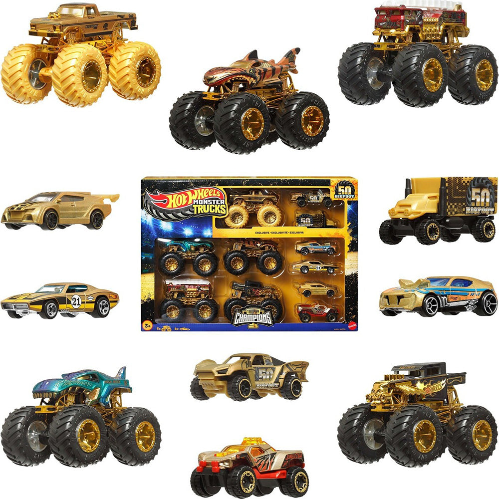 Hot Wheels Monster Trucks Bigfoot Trophy Champions Collection Die-Cast Cars Σετ Των 12 Όχημα Παιχνίδι 