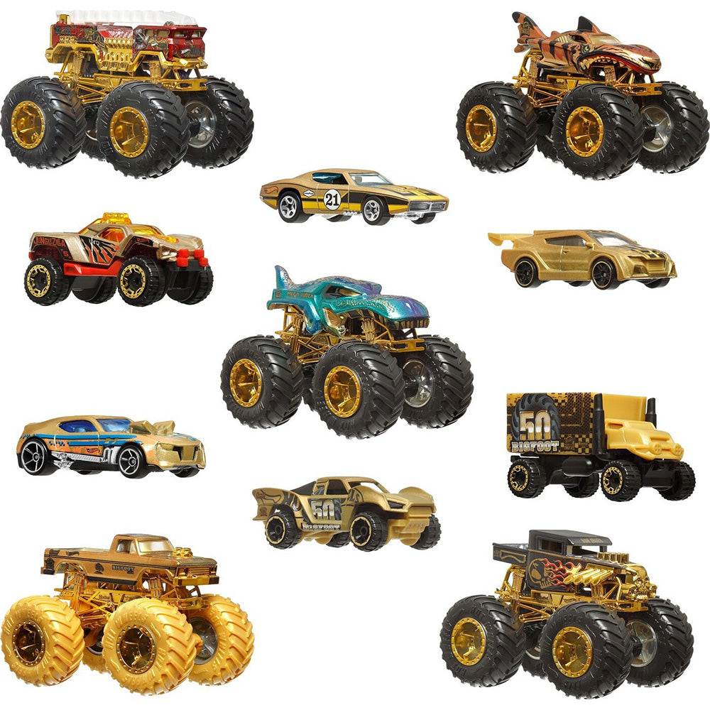 Hot Wheels Monster Trucks Bigfoot Trophy Champions Collection Die-Cast Cars Σετ Των 12 Όχημα Παιχνίδι 