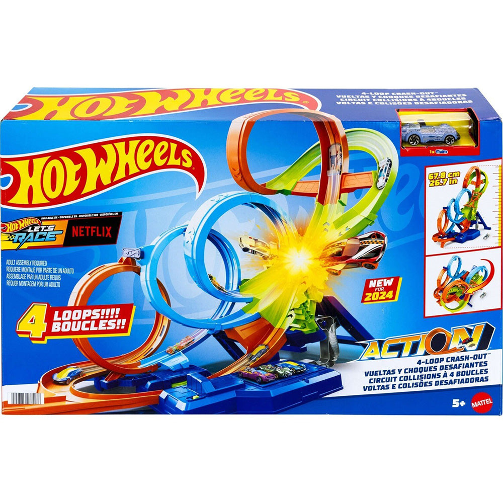 Hot Wheels Πίστα Συγκρούσεων Με 4 Λουπ Όχημα Παιχνίδι 