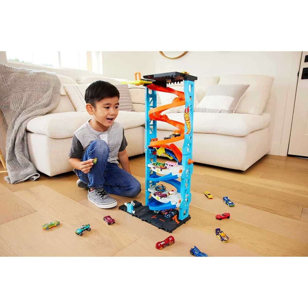 Mattel Hot Wheels City Track Set With 1 Car, 2-In-1 Πυργος Ταχυτητας 2 Σε 1