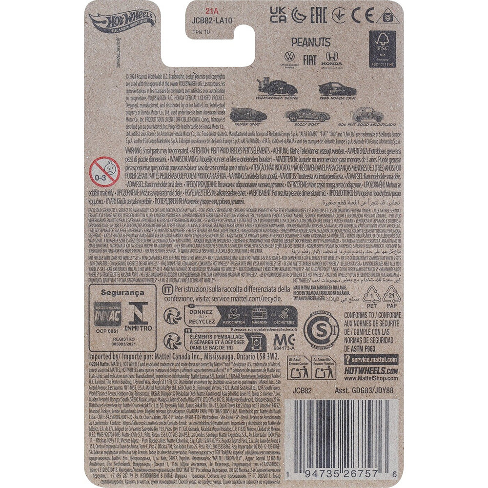 Hot Wheels Peanuts Snoopy 2025 Silver Series 1985 Honda CR-X 