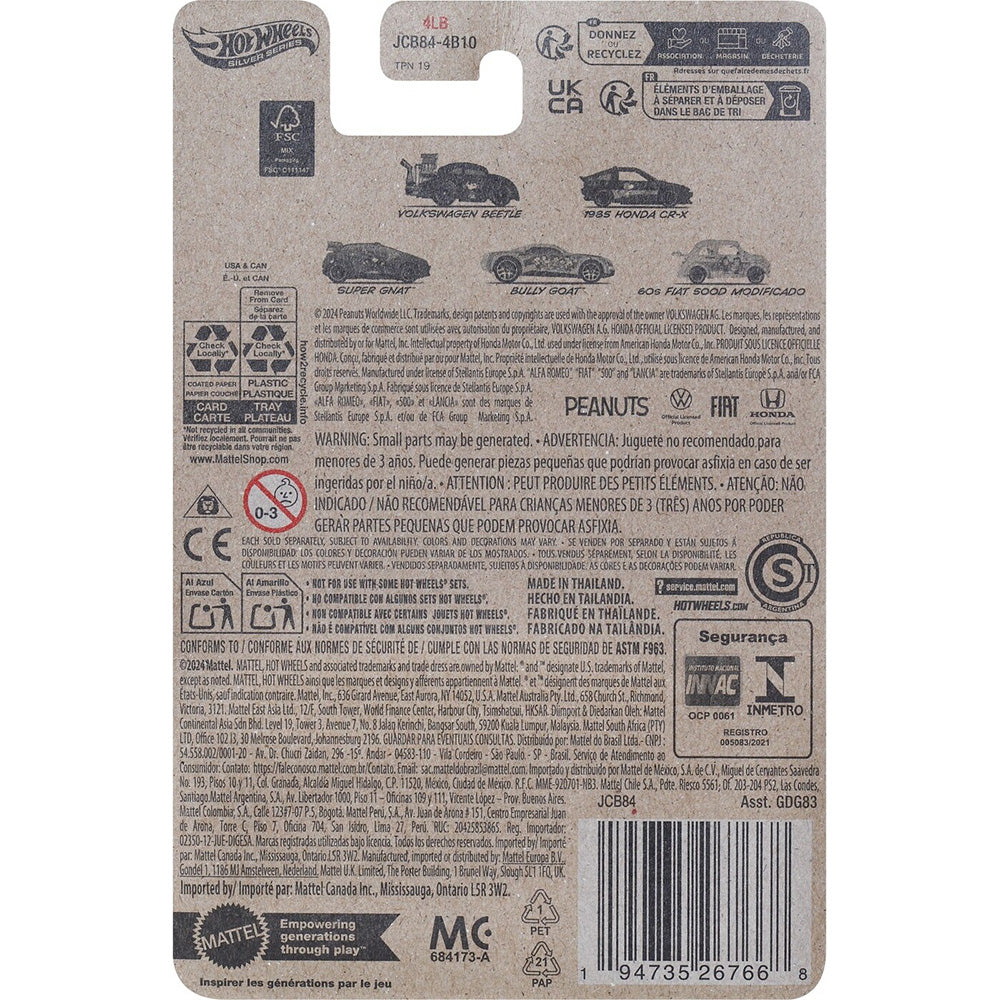 Hot Wheels Silver Series Snoopy Peanuts 75Th Anniversary Super Gnat 