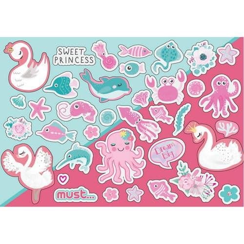 Μπλοκ Ζωγραφικης Must Swan-Octopus 40 Φυλλων Με Αυτοκολλητα-Στενσιλ- 2 Σελιδες Χρωματισμου, 23X33 Εκ.