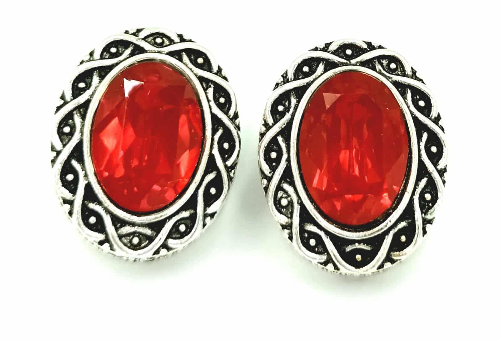 Σκουλαρικια Οβαλ Με Χρωματιστο Μεγαλο Πετραδι