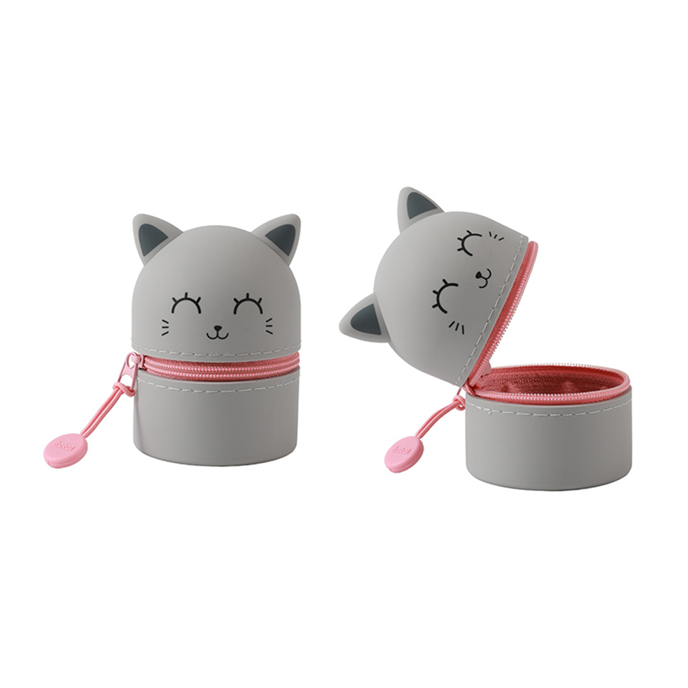 i-Total Mini Silicone Κασετίνα Grey Cat 8,5 εκ