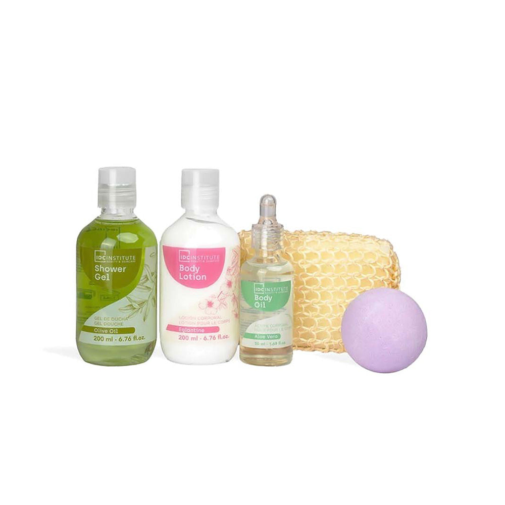IDC Institute Natural Oil Perfect Bath Set – Σετ Μπάνιου & Περιποίησης με Φυτικά Έλαια 5 Τμχ