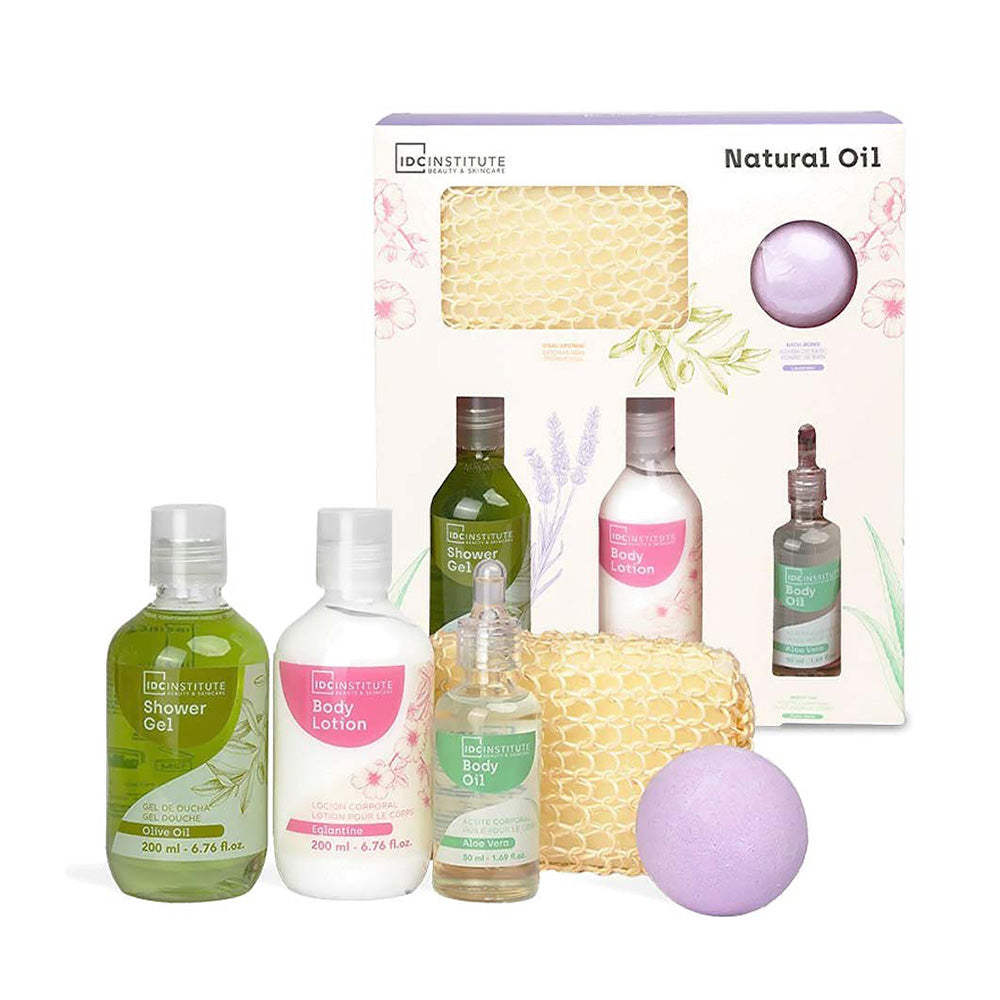IDC Institute Natural Oil Perfect Bath Set – Σετ Μπάνιου & Περιποίησης με Φυτικά Έλαια 5 Τμχ