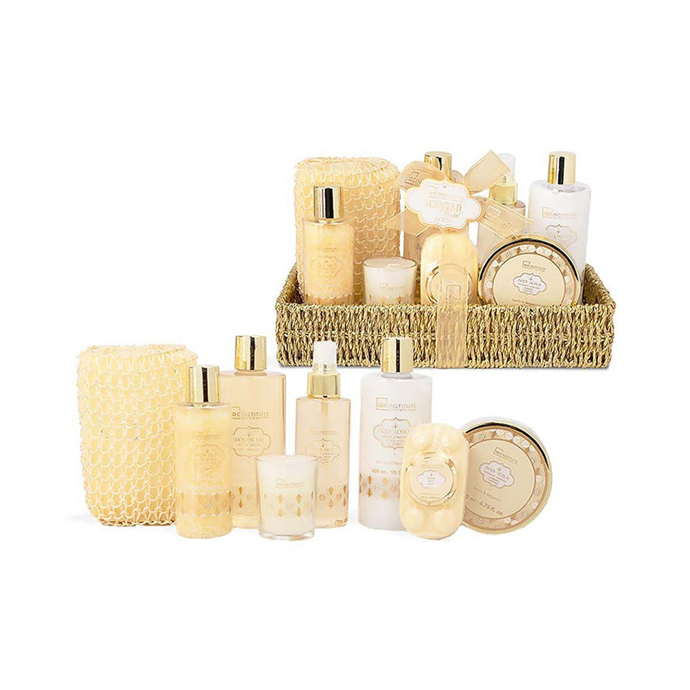 IDC Institute Scented Bath Gold Basket Set Vanilla & Bergamot – Σετ Δώρου & Περιποίησης 9 Τμχ
