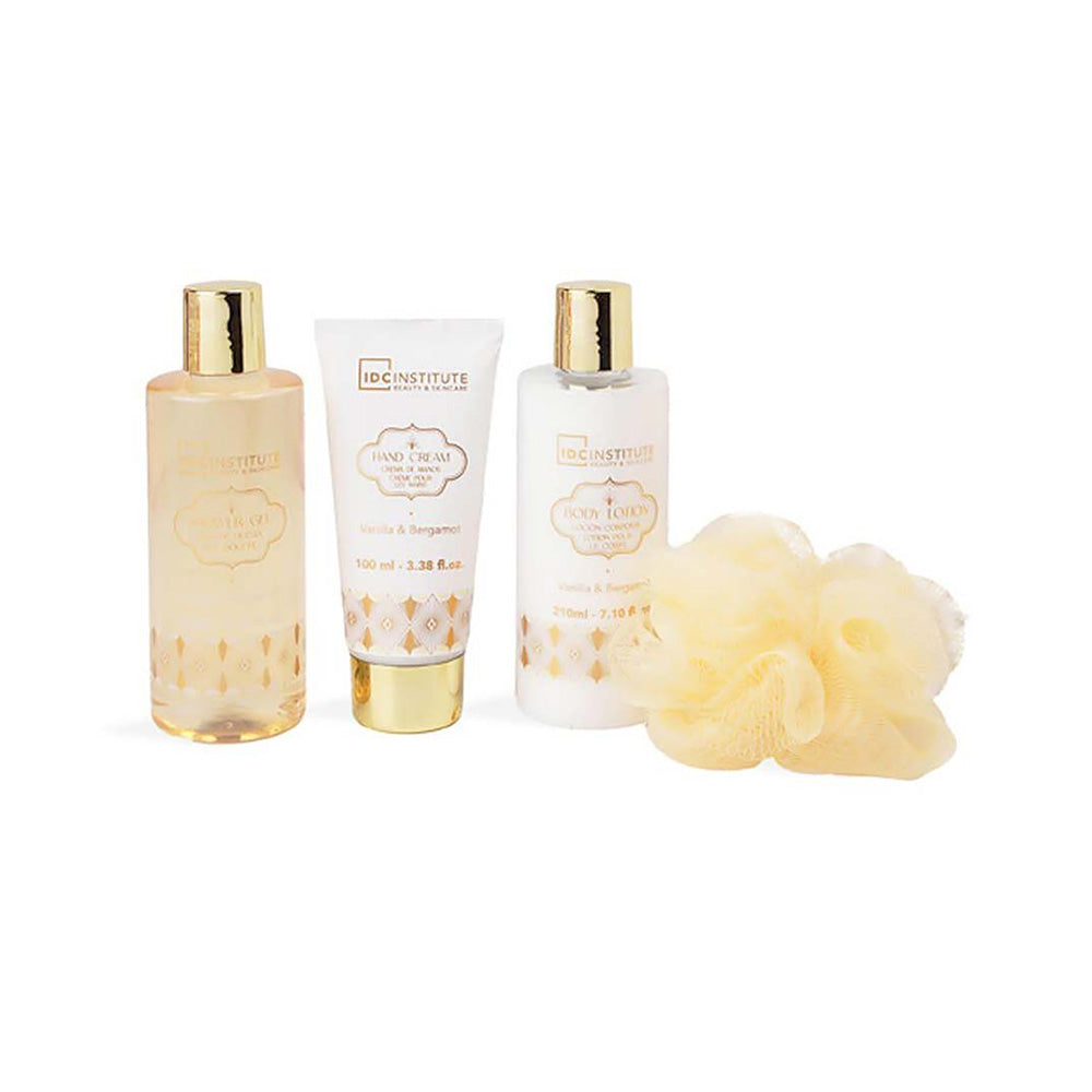 IDC Institute Scented Bath Gold Metallic Set Vanilla & Bergamot – Σετ Μπάνιου 5 Τμχ