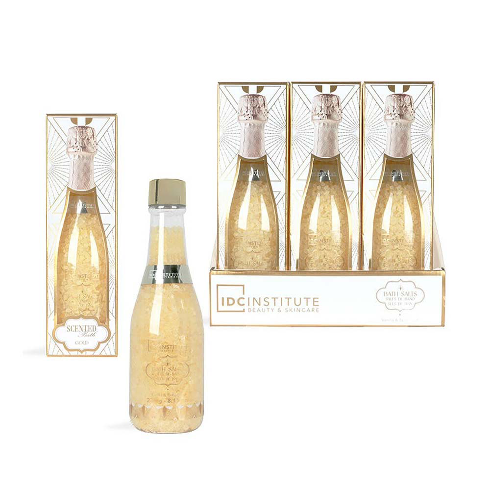 IDC Institute Scented Bath Gold Salts in Bottle Vanilla & Bergamot – Άλατα Μπάνιου 230gr - 1 Τμχ
