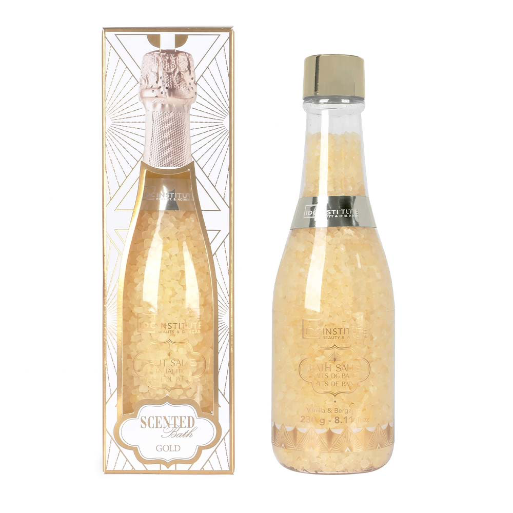 IDC Institute Scented Bath Gold Salts in Bottle Vanilla & Bergamot – Άλατα Μπάνιου 230gr - 1 Τμχ