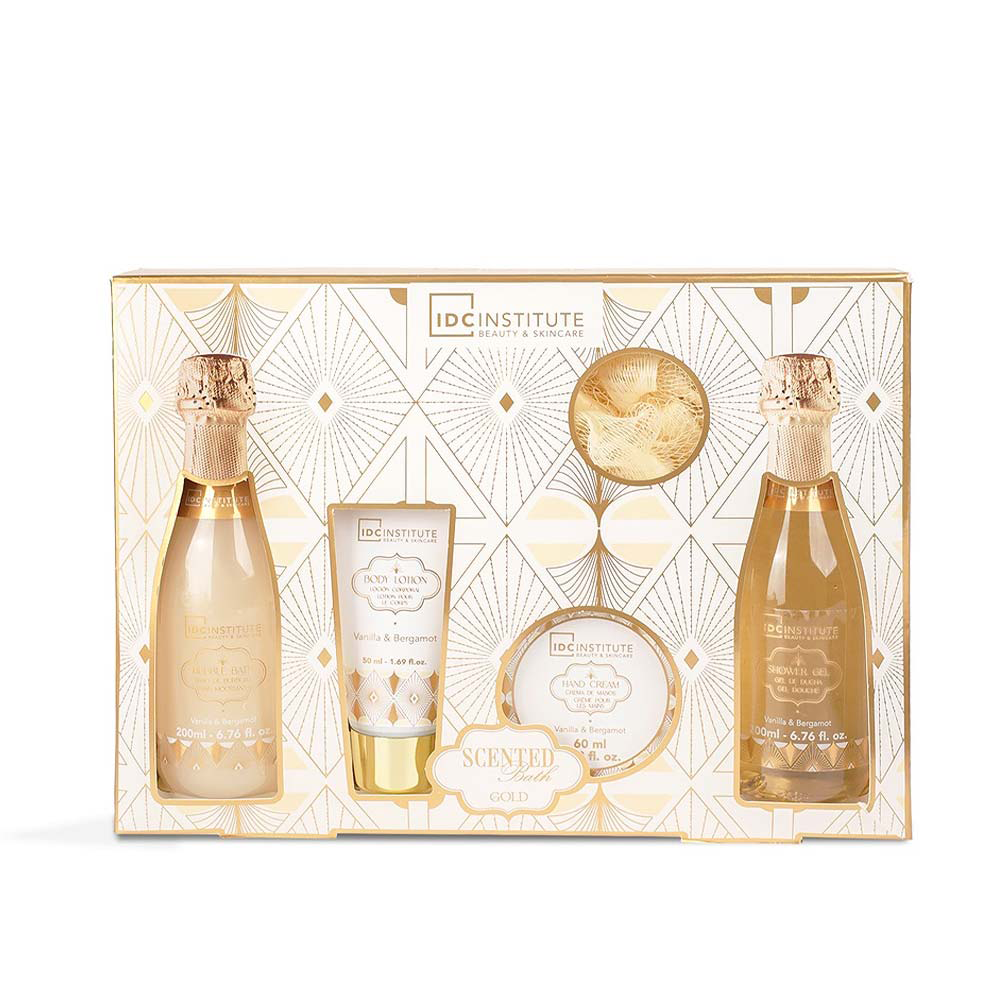 IDC Institute Scented Bath Gold Set Vanilla & Bergamot – Σετ Δώρου Μπάνιου 5 Τμχ