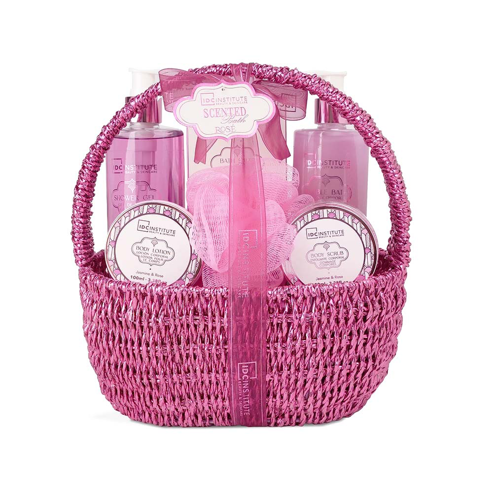 IDC Institute Scented Bath Rose Basket Jasmine & Rose – Σετ Δώρου & Περιποίησης 7 Τμχ