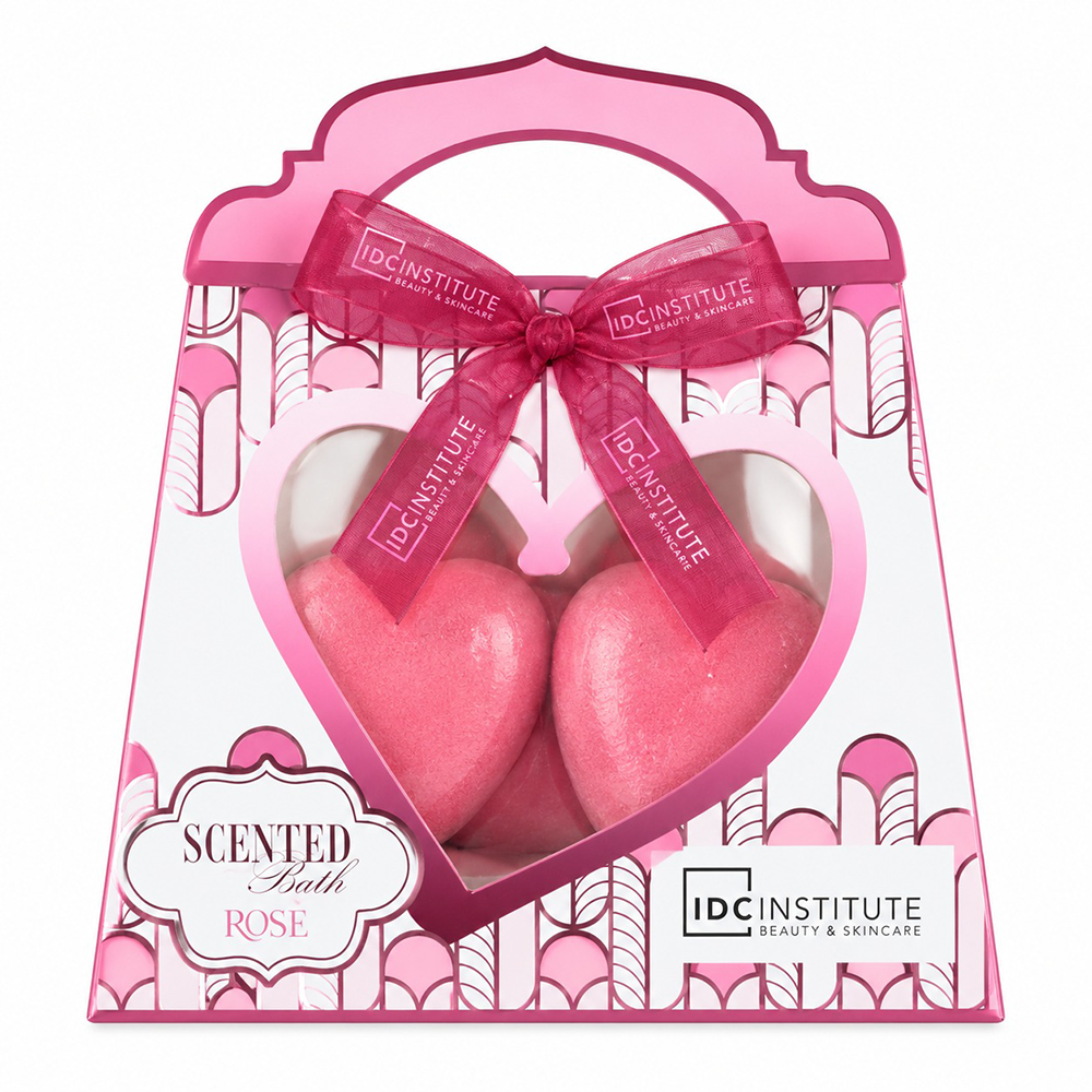 IDC Institute Scented Bath Rose Bath Fizzers – Μπάλες Μπάνιου Καρδιά 4x35gr